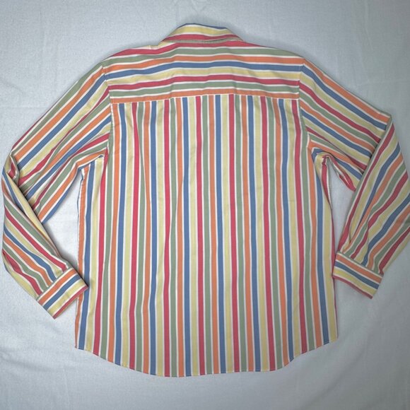 Orvis Blouse Shirt Womans 14 LS Button Front Wrinkle Free Multi Stripes - Picture 2 of 8